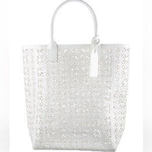 Tory Burch White PVC Laser Cut Tote Bag